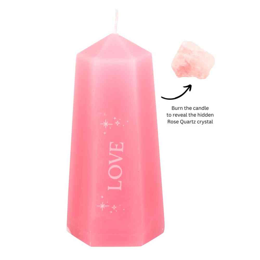 Something Different - Love with Rough Rose Quartz Candle - Pink